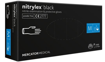 NITRYLEX fekete Mercator nitril kesztyű fekete M méretű 100 db-os csomag.