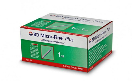 Inzulínová striekačka 1ml s ihlou 30G 0,3x8mm BD Micro-Fine Plus 10ks