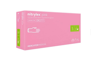 Rękawiczki nitrylowe Nirtylex Pink Mercator rozmiar S opakowanie 100 szt.